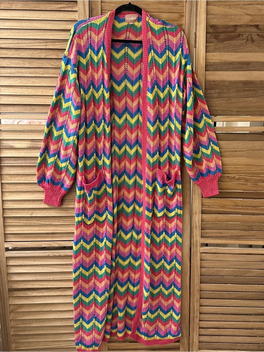Show Me Your Mumu Multicolor Chevron Open-Front Cardigan Size S